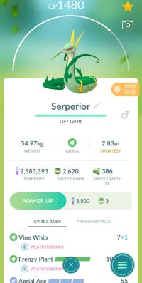 SERPERIOR + 3 MOVES UNLOCKED + LEGACY FRENZY PLANT ||| Snivy Evolution - Pokemon Go Services