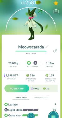 HIGH CP MEOWSCARADA + 3 MOVES UNLOCKED ||| Sprigatito Evolution - Pokemon Go Services
