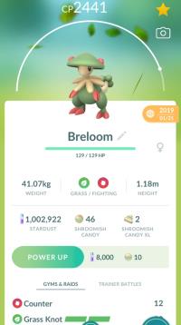 HIGH CP BRELOOM + LEGACY GRASS KNOT ||| Shroomish Evolution - Pokemon Go Services