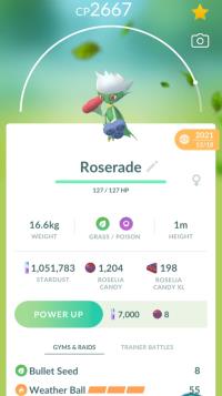 HIGH CP ROSERADE + 3 MOVES UNLOCKED + LEGACIES BULLET SEED & WEATHER BALL ||| Roselia Evolution